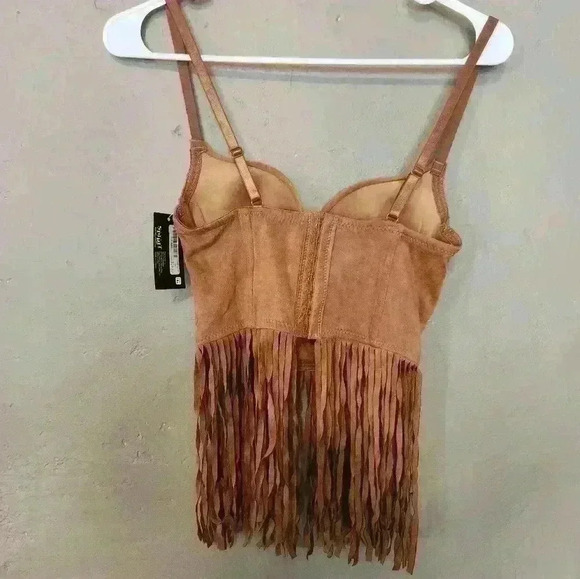 NWT adult brown suede fringe top size small - Picture 2 of 5